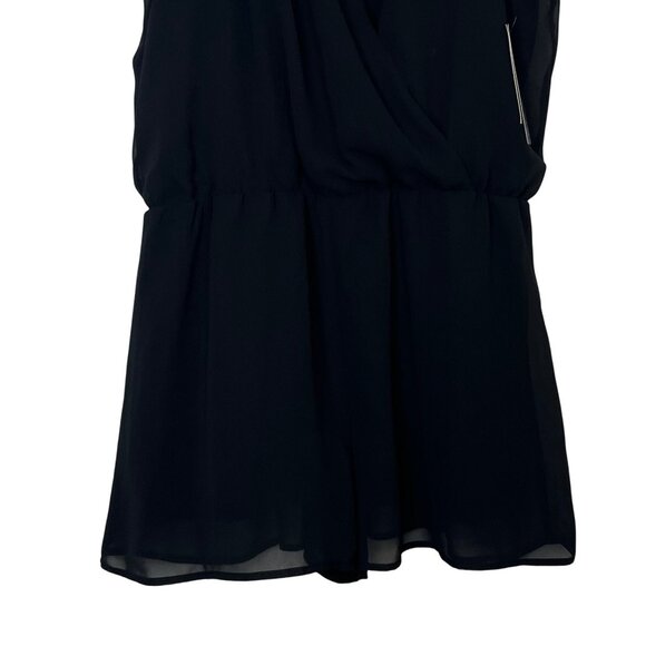 BCX Sleeveless Chiffon Overlay Romper Womens Large Black Keyhole Back New - Picture 4 of 9